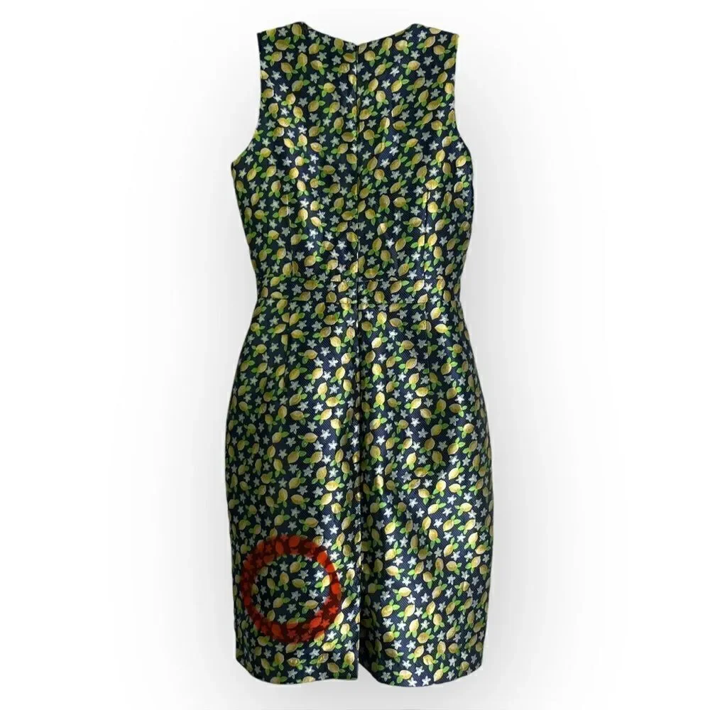 J.Crew V-Neck Sheath Dress in Lemon Jacquard 8 Tall